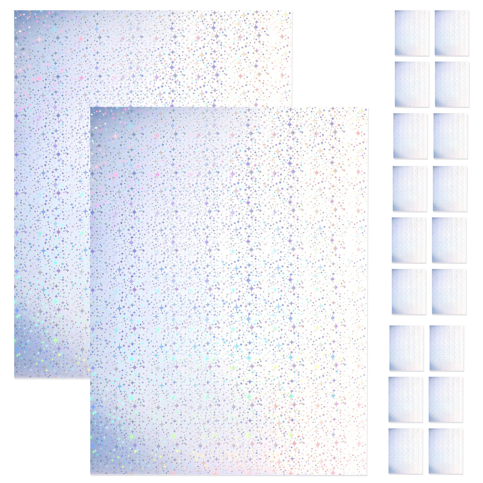 20Sheets Printable Holographic Sticker Paper Shiny Glitter Surface for Inkjet Laser Printers Label Making Art Projects Office