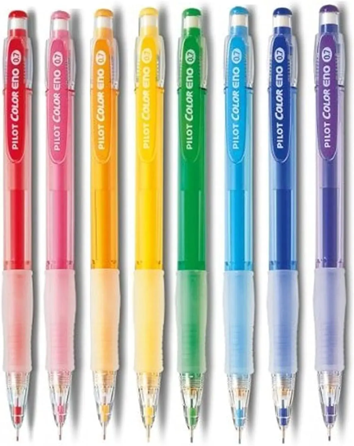 

8-Color 0.7mm Erasable Mechanical Pencil Set - Red, Pink, Orange, Yellow, Green, Soft Blue, Blue, Violet