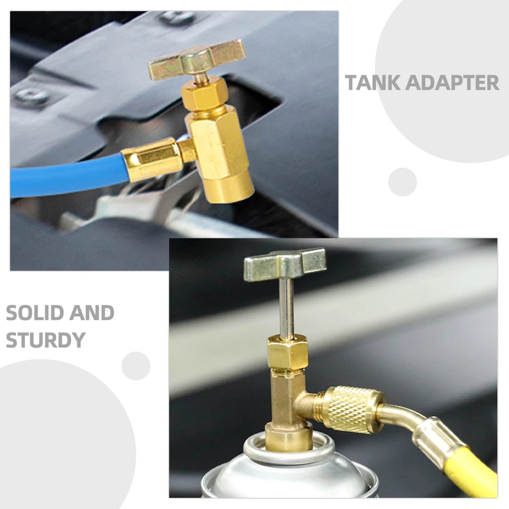 

R134A Self-Sealing Can Adapter Brass Refrigerant Hose Connector Air Conditioner Ac Charging Tool Sae 1/4 Inch Thread Leak