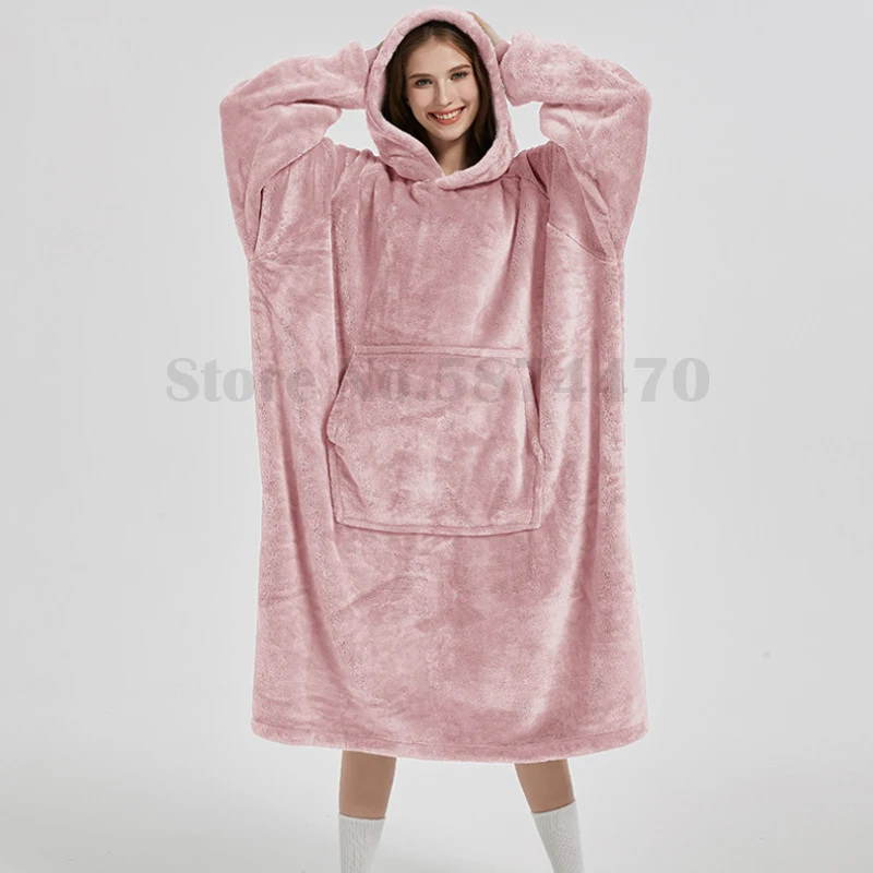 

Flannel Warm Home Clothes Women's Hooded Nightgown Long Thickened Bathrobe 2024 Winter New Nightdress Coral Fleece Sleepwear