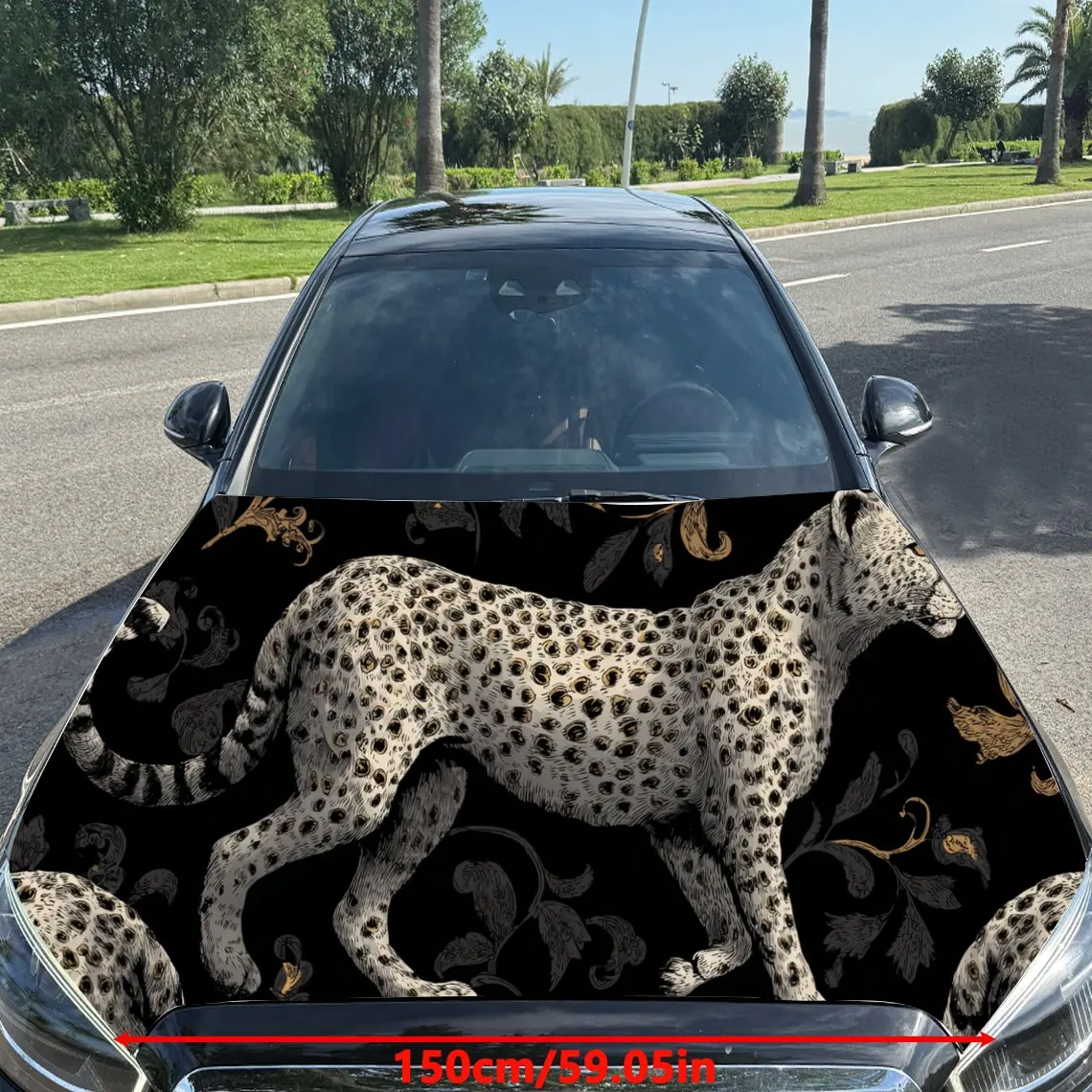 Car Decal Cheetah in Artistic Background with Textural Elements & Wild-Dynamic Visual Details Car Hood Sticker, Waterproof Self
