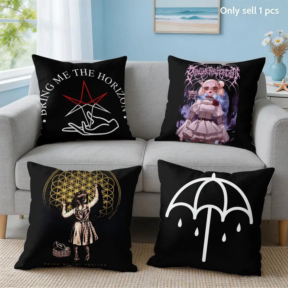 Rock Band B-Bring Me The Horizon Cushion Cover Soft Plush Throw Pillow Cover Hidden Zipper Cutecore Sofa Bedroom Home Decor