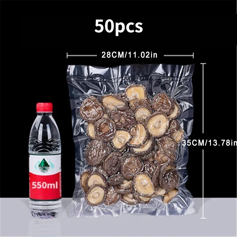 50 stuks vacuümsealerzakken, wegwerp luchtdichte compressiezak, transparante voedselverpakkingszak, voor vlees, fruit en groente