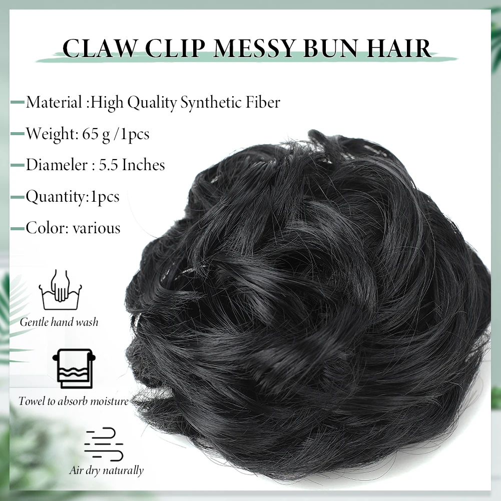 Claw Clip Ponytail Synthetic Messy Hair Bun Extensions Mess Wavy Curly Chignon Tousled Updo Hairpieces for Women Girls