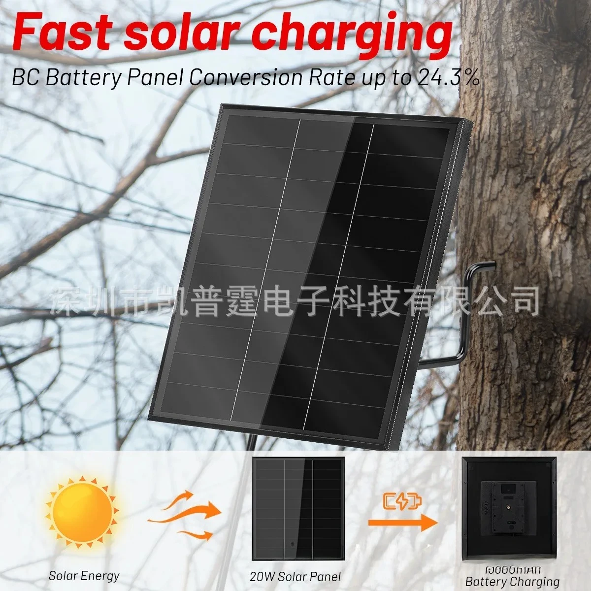 20W Solar Panel Built-in 18650 Battery Pack 18000mAh 12v Output, Solar Power Supply
