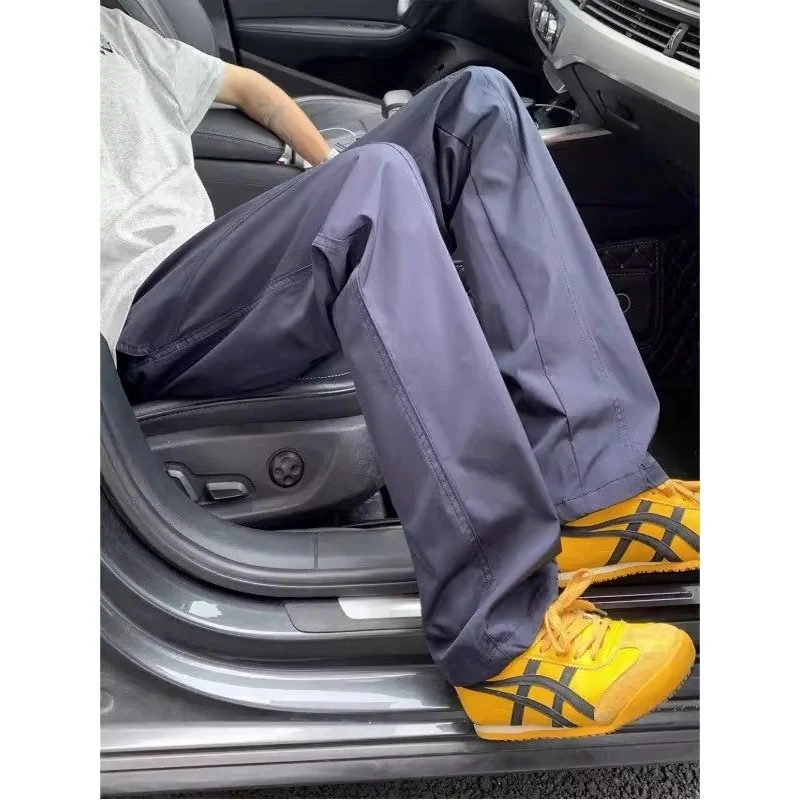 

Summer 2026 Men's Casual Loose Fit Washed Vibe Patchwork Deconstructed Straight Leg Work Pants Comfortable Straight Cut Trousers
