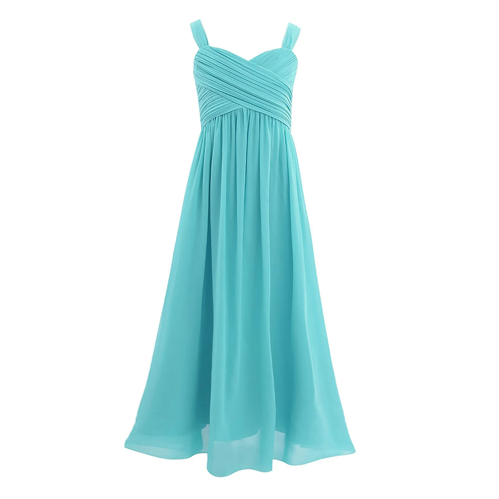 

Kids Girls Elegant Princess Dress Wedding Party Flower Girl Dress Sleeveless Pleated A-Line Maxi Gown Floor-Length Chiffon Dress