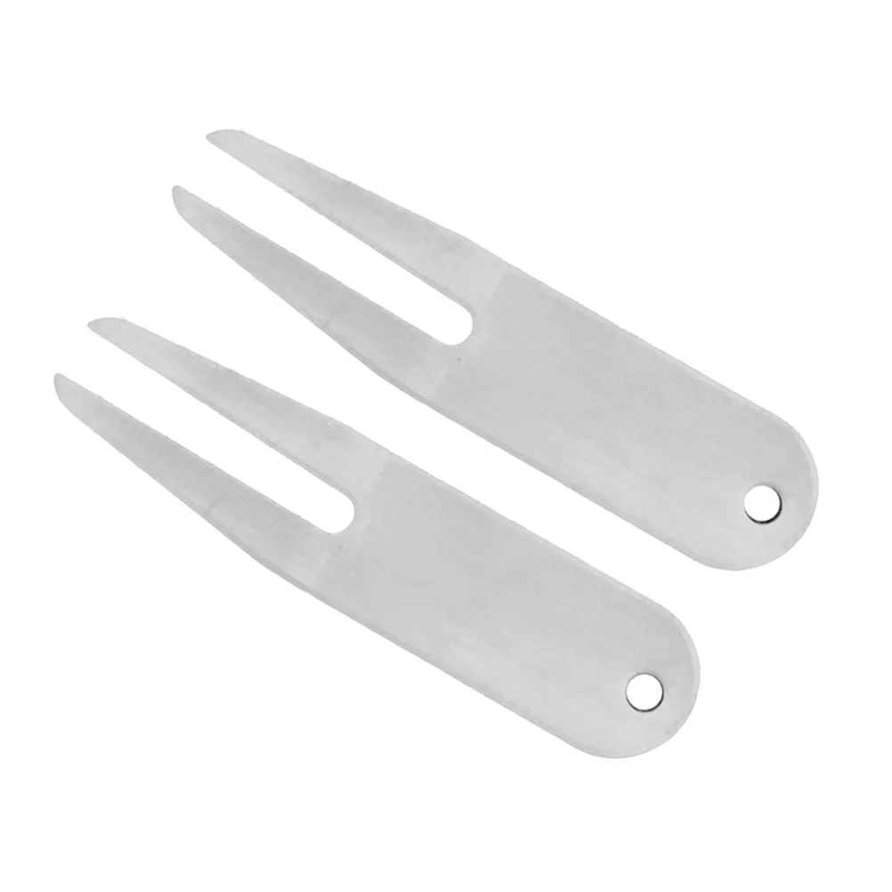

2pcs Golf Repair Forks Stainless Steel Portable Divot Tool Professional Golfs Utensil Long-lasting Durable Small Size