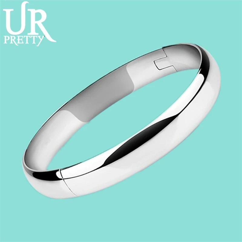 

URPRETTY 925 Sterling Silver Smooth Solid Bracelet Bangles For Women Men Charm Party Luxury Jewelry