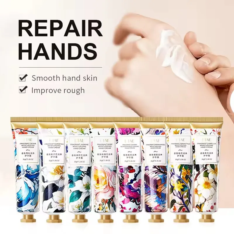 10pcs/Set Flower Fragrance Hand Cream Moisturizing Nourishing Anti Chap Repairing Hands Care Beauty Skincare Hand Creams Sets