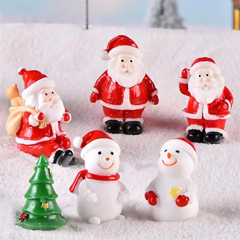 12 pezzi bottoni natalizi Flatback ornamenti di babbo natale in miniatura decorazione della casa di natale figurine in miniatura di natale