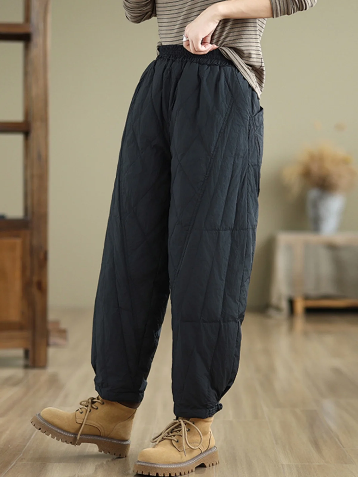 Northeast down Cotton-padded Trousers Women's Winter Outer Wear Mom Pants 2024 New 3-Line Hot Pants Zhengzhou Pants women