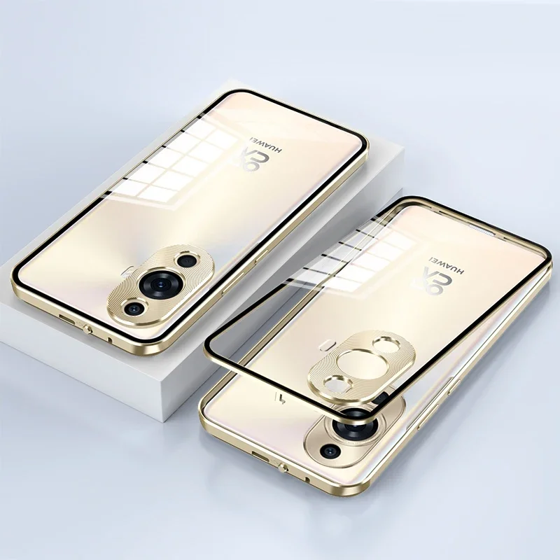 

Металлический чехол-бампер для телефона с пружинной пряжкой для Huawei Nova 11 12S, полная защита объектива, односторонние чехлы из закаленного стекла