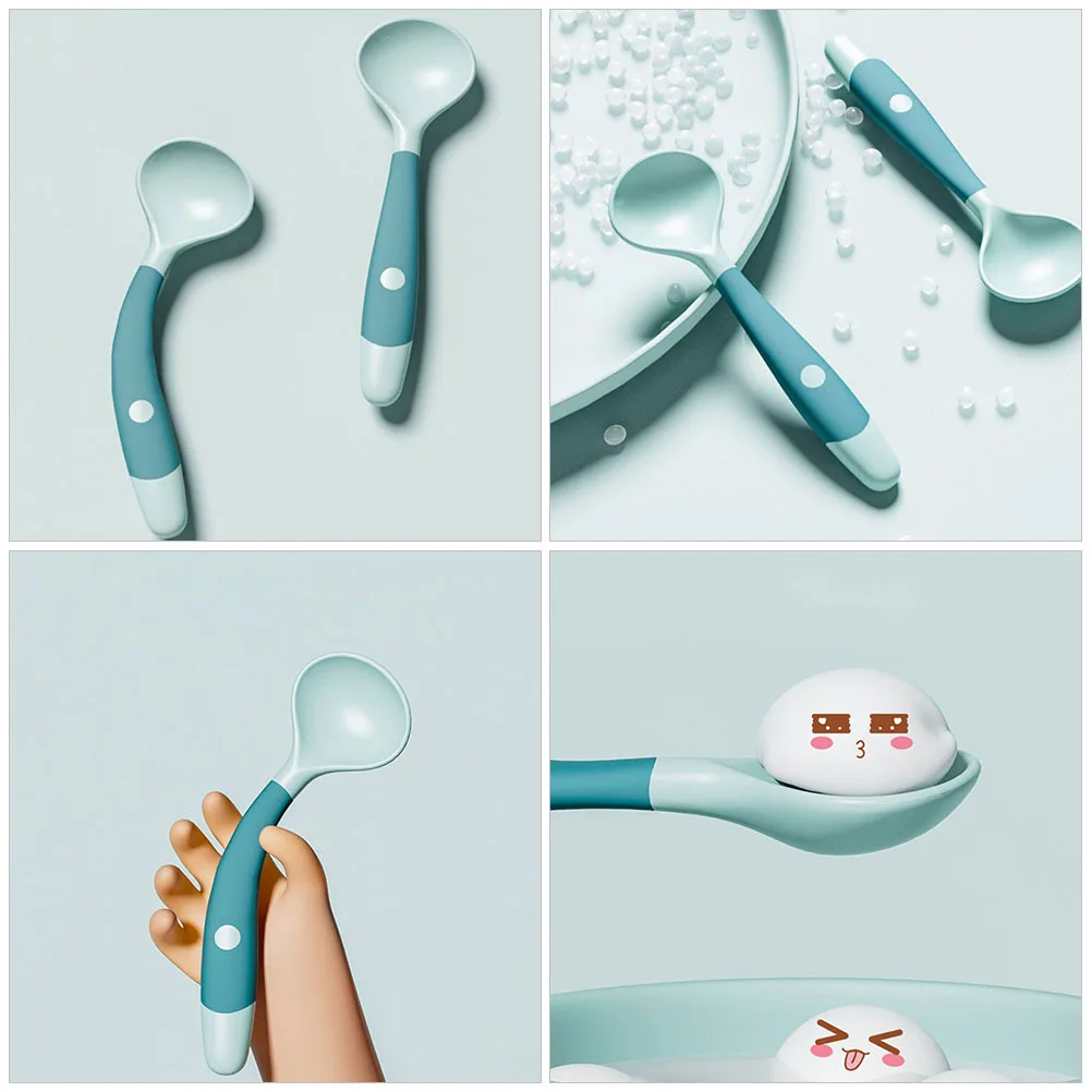 

4 шт., ложка для кормления детей, материал PP Tpe, безопасная, прочная, обучающая посуда для малышей, контурная ручка, круглая, гладкая