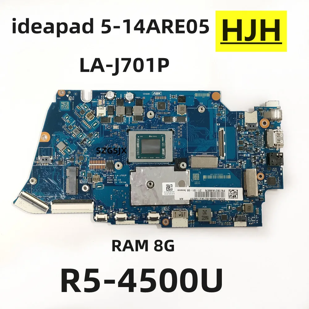 FOR Lenovo Ideapad 5-14ARE05 Laptop Motherboard, LA-J701P With AMD R5-4500 CPU 8G RAM, 5B21A98865 5B21A98866 ,100% test