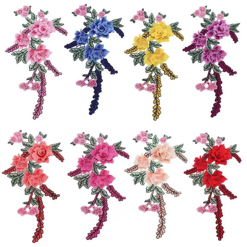 3D Luxury Sewing Peony Flower Cheongsam Garment Rose Applique Clothes Accessories Embroidery Patch