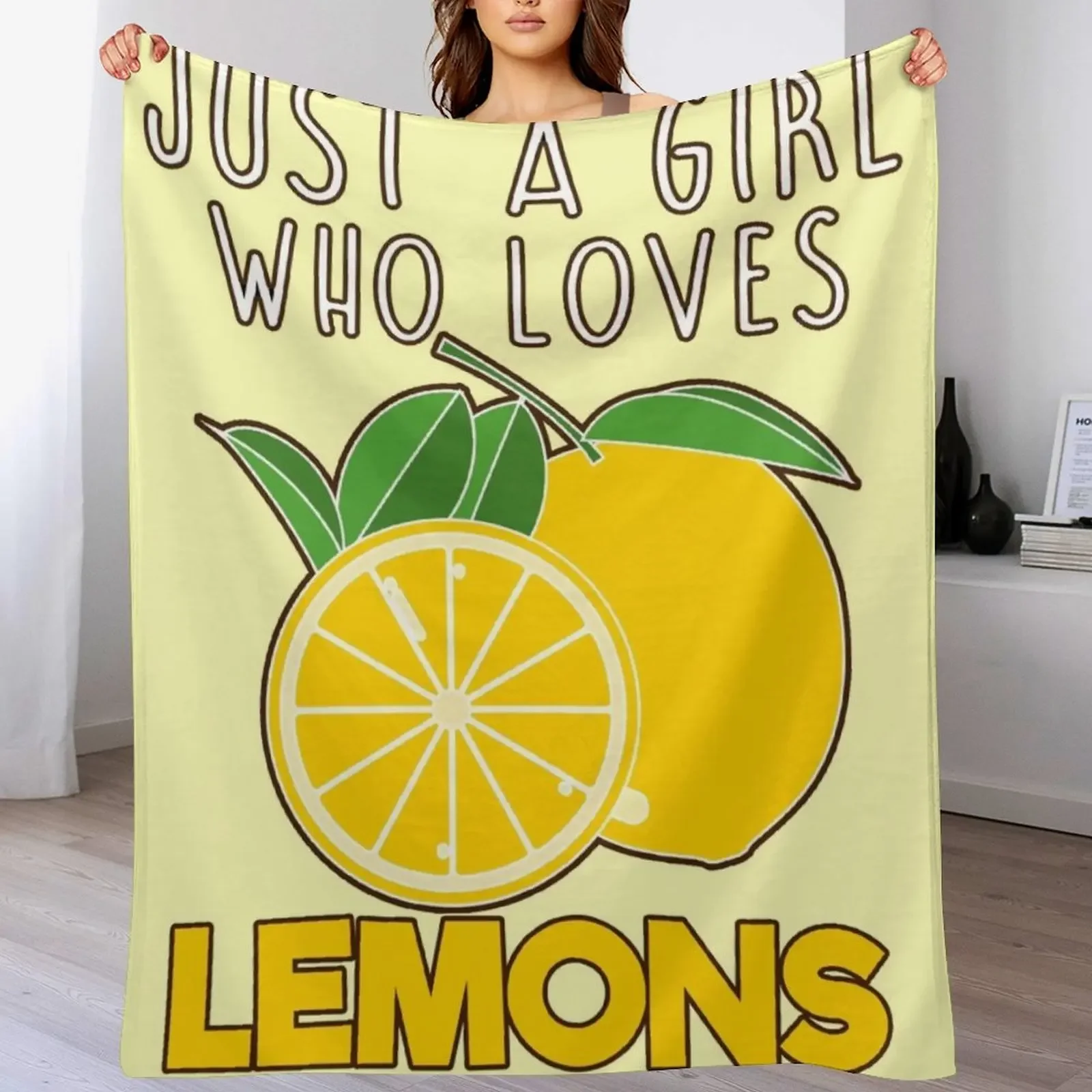 

Just A Girl Who Loves Lemon. Throw Blanket Stylish Warm Blanket for Living Room Bedroom