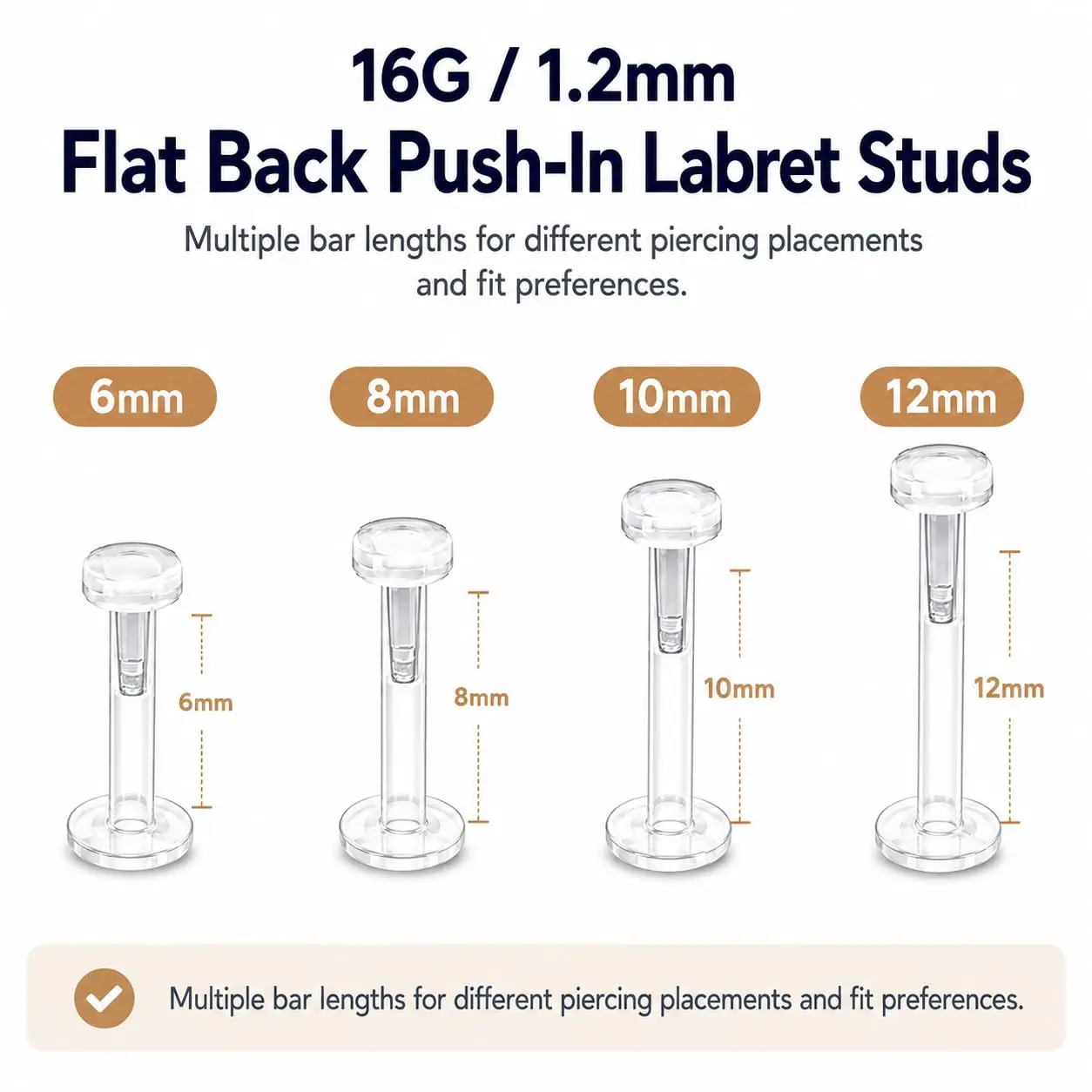24PCS Clear Lip Piercing Jewelry Set – Bioflex Labret Stud & Plastic Lip Ring Retainer for Medusa, Monroe, Tragus & Nose