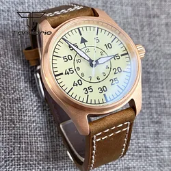 Tandorio Cusn8 Bronze 39mm Pilot NH35A PT5000 20bar Aviator Automatic Men Dive Watch Full Luminous Creamy Dial Sapphire Crystal