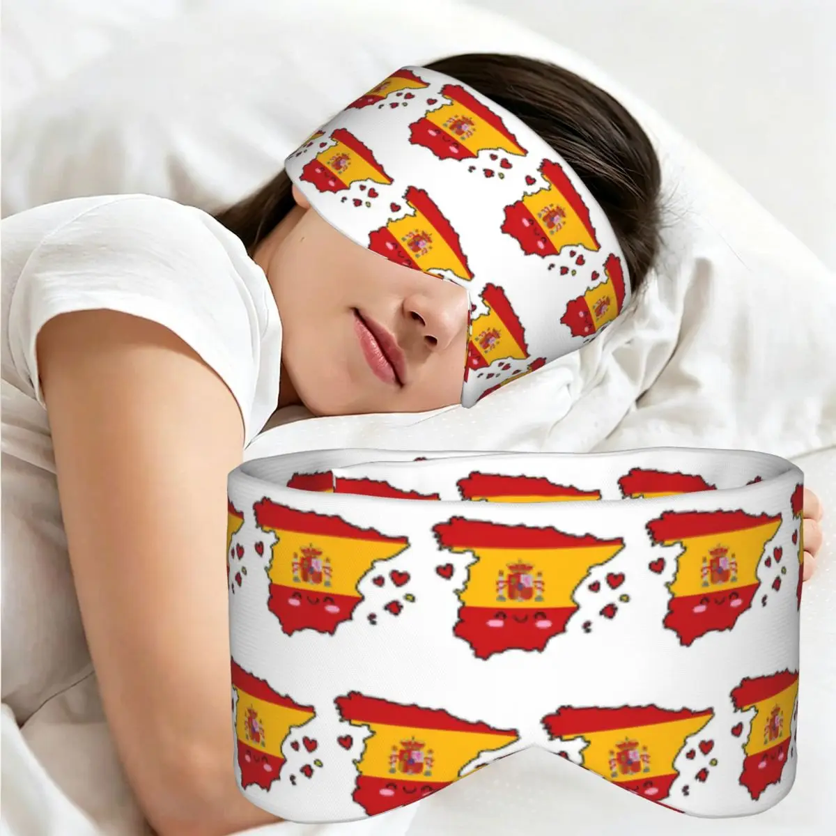 Spain Flag Map Smile With Love sleep eye mask Light Blocking Portable Eye Cover for Girls Boys Travel Party Eyeshade eyepatch