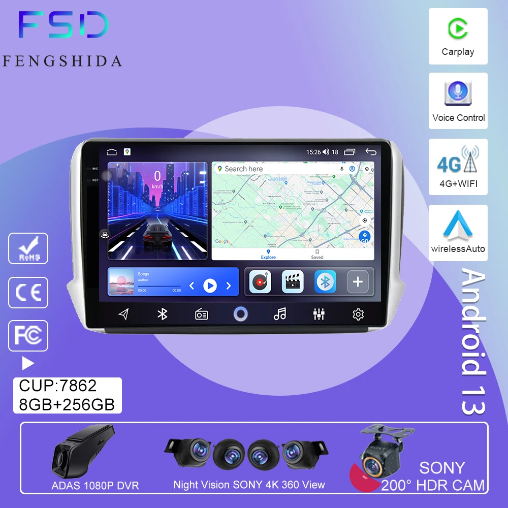 

Android Auto For Peugeot 2008 1 2013 - 2020 Car Radio Multimedia Video Player GPS Navigation Carplay 5G Wifi TB 4G No 2Din DVD