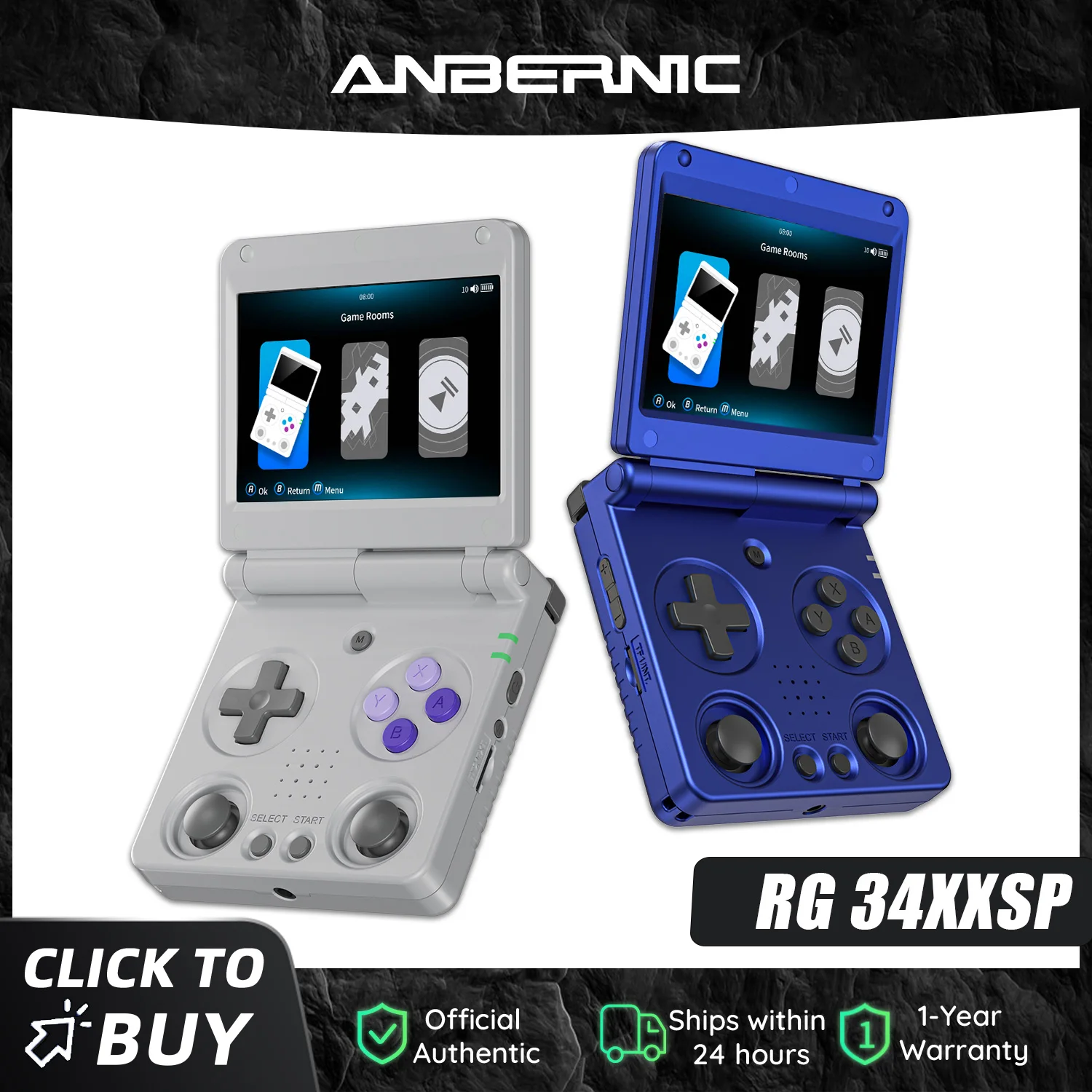 Anbernic RG34XXSP 3.4'' IPS Screen Flip Handheld Console Linux