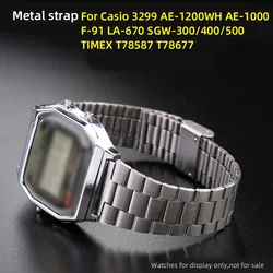 AE1200 metal strap For Casio 3299 AE-1200WH/1000 F-91 LA-670 SGW-300/400/500 TIMEX T78587 T78677 stainless steel strap 18mm band