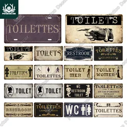 Putuo Decor Restroom Metal Sign Plaque Metal Vintage License Plate for Bar Club Toilet Bathroom Restroom Toilettes Door Decor