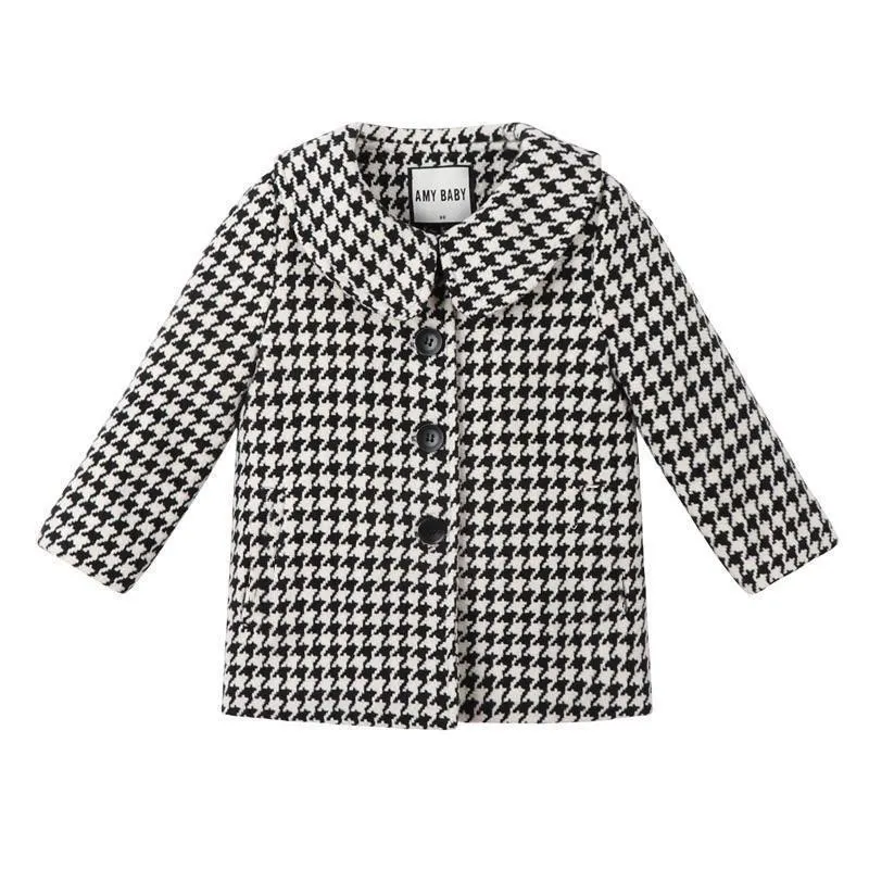 Girls Autumn Winter Coat New Fashion Kids Korean Style Loose Woolen Jacket Thickened Mid-Long Outerwear Children Clothing