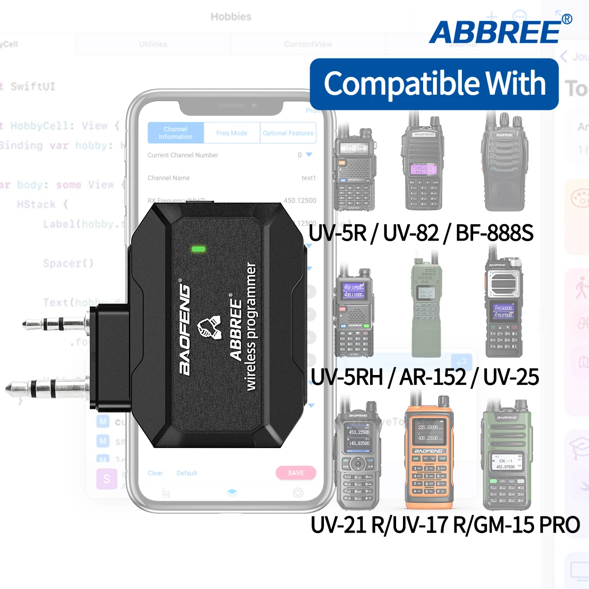 BAOFENG ABBREE اسلكية تخاطب بلوتوث مبرمج لاسلكي الهاتف APP البرمجة ل UV-5R UV-21 PRO V2 UV-32 Quansheng UV-K5 8 #2