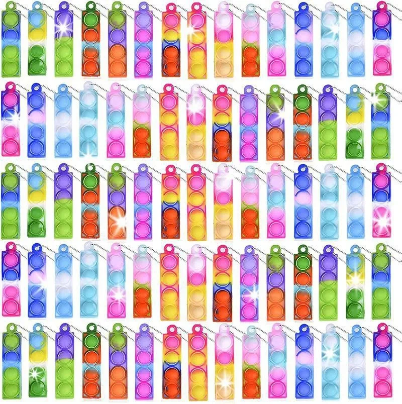 Kids Party Favors Fidget Toys Bulk 24 Pack Mini Pop Fidget Keychain for Kids 4-8,8-12 Year Small Kid Classroom Prizes Fidgets