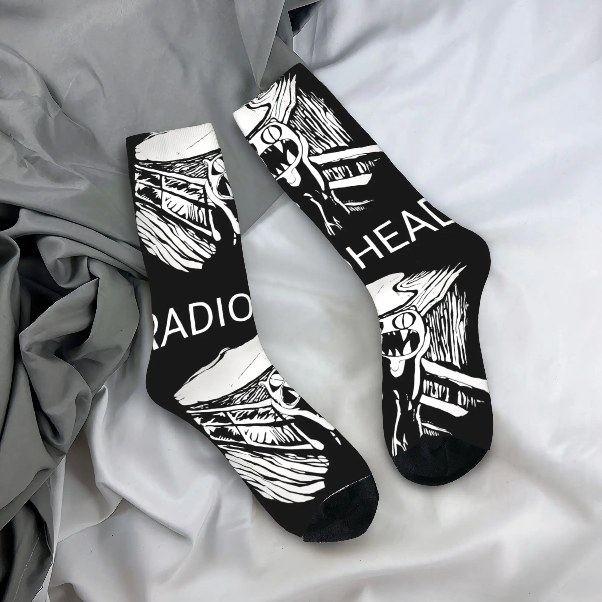 새로운 남성 양말 하라주쿠 라디오헤드 밴드 록 양말 폴리에스테르 스포츠 여성 양말 봄 여름 가을 겨울