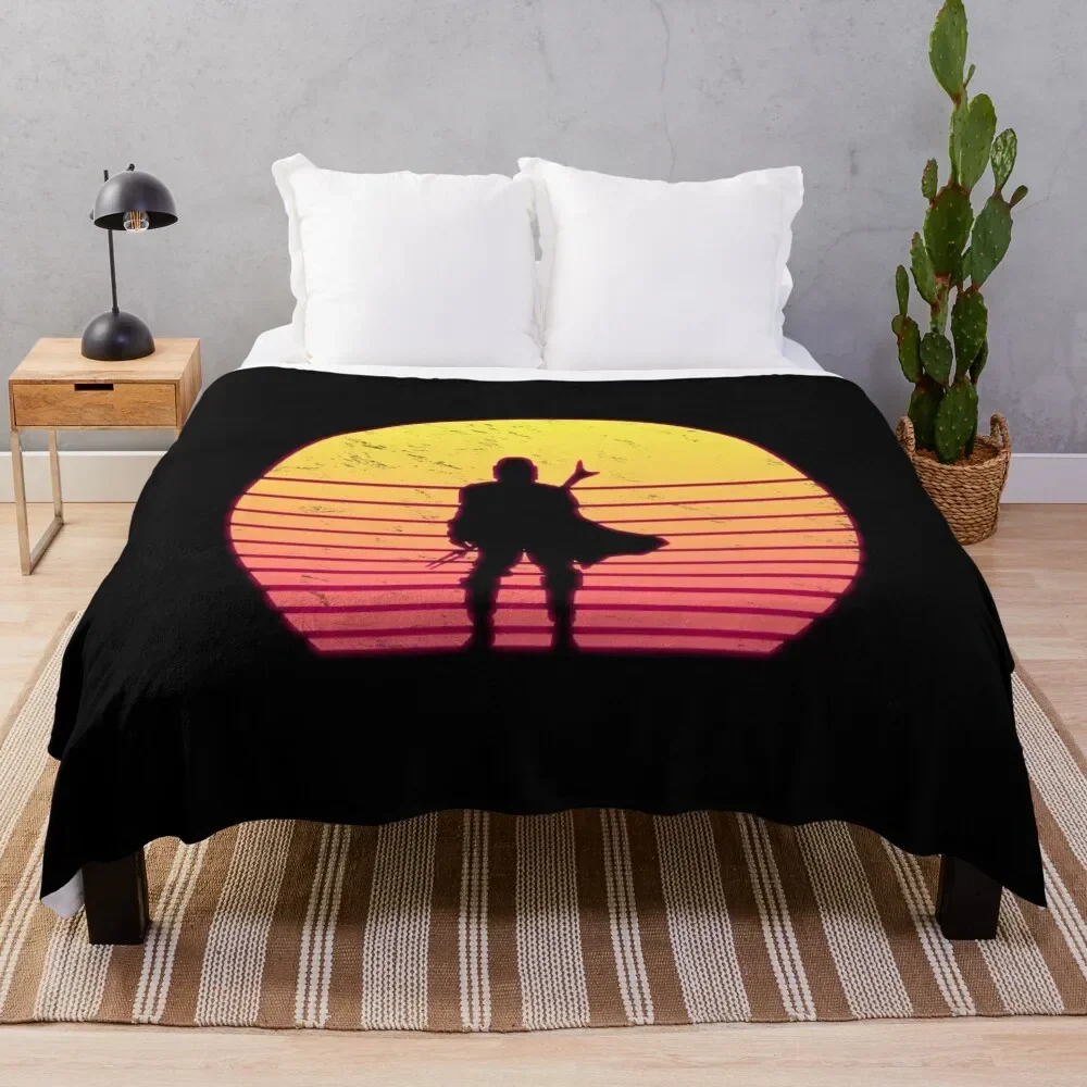 

Retro Mando Sunset Throw Blanket Comforter Shaggy For Decorative Sofa Beach Blankets