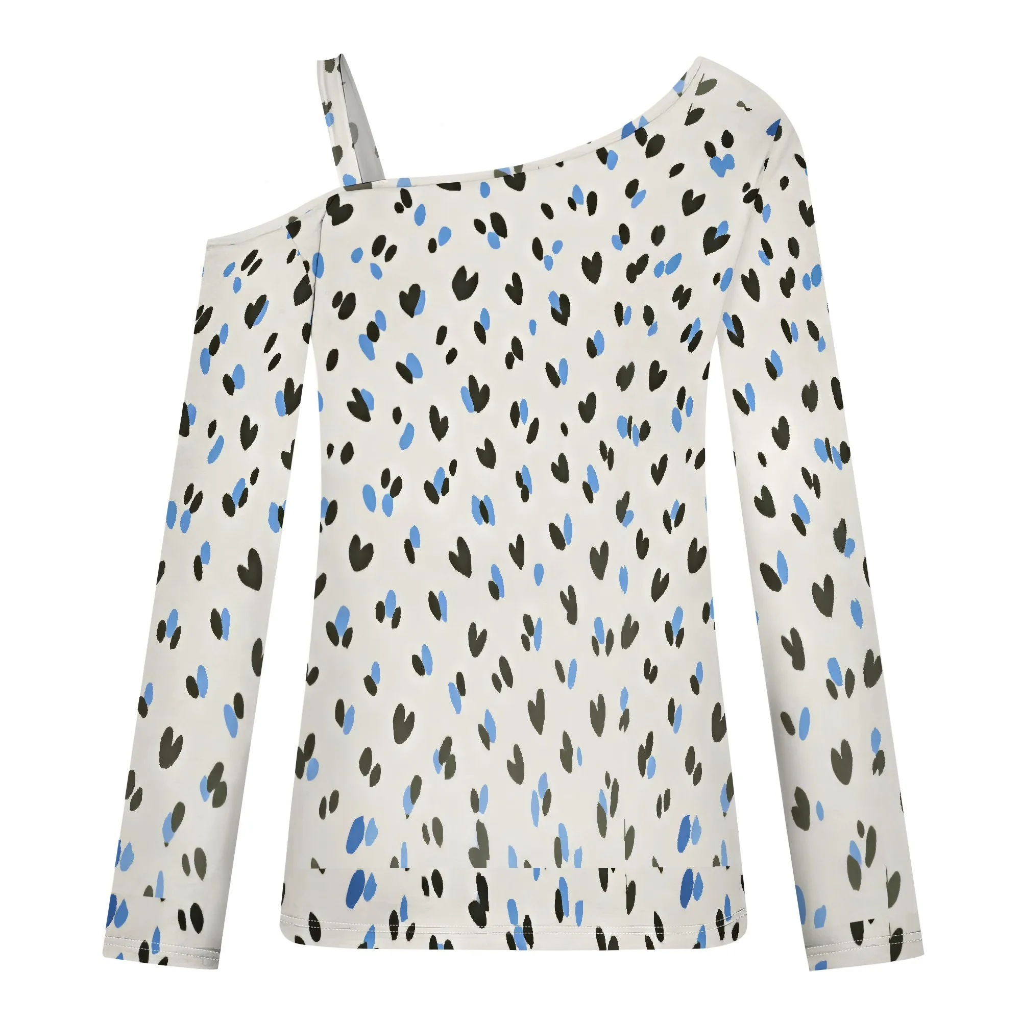 여성용 꽃 프린트 크루 넥 콜드 숄더 블라우스 여름 캐주얼 Boho Chic Cotton Blend Long Sleeve Tunic Top