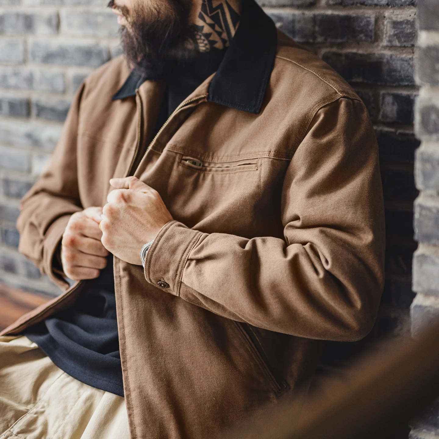

Maden Men's J001 Detroit Jacket Warm Quilted Work Coat Heavyweight Cotton Lapel Collar Safari Jacket for Autumn Winter