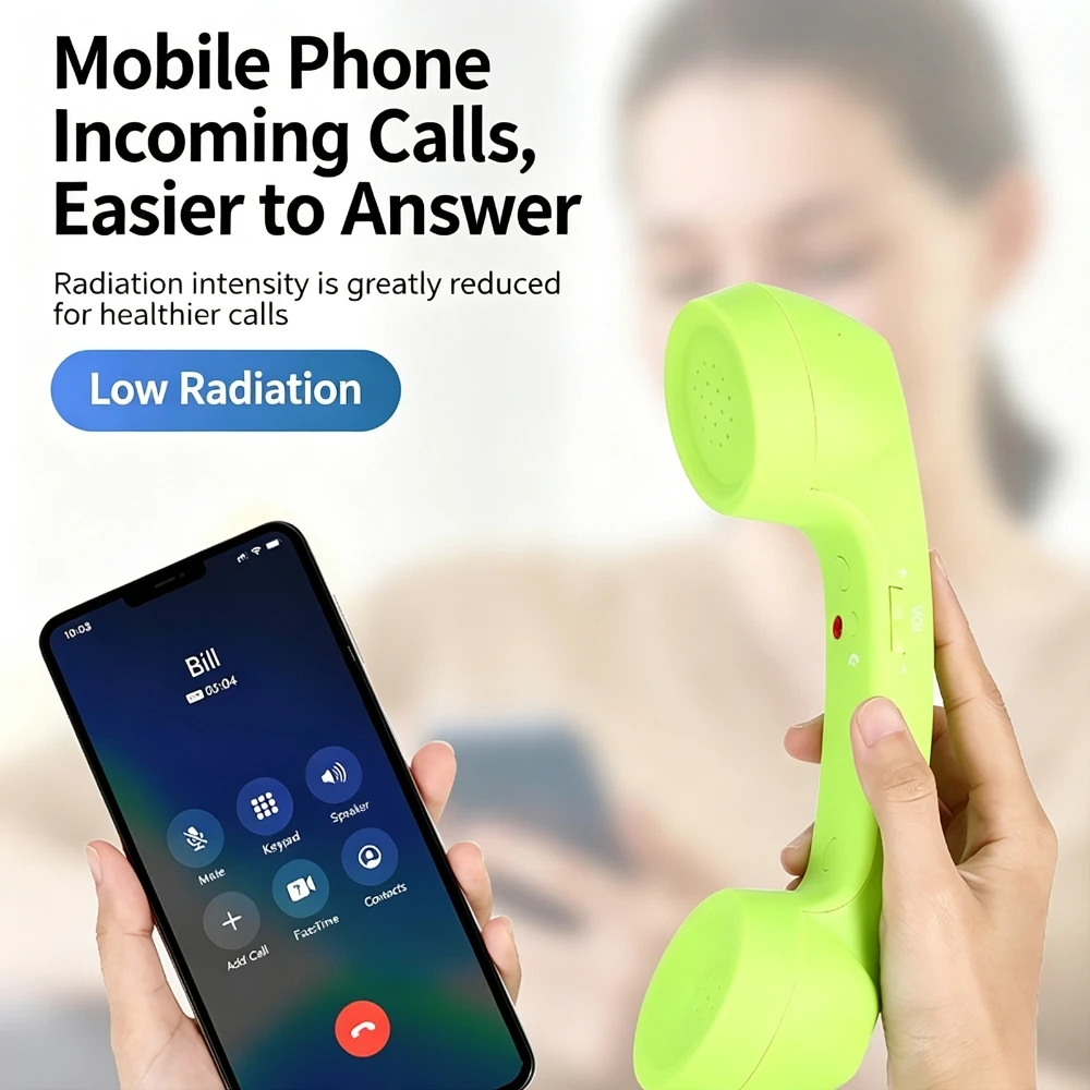 Mehrfarbiger Retro-Telefonhörer, Typ-C Plug-and-Play Strahlenschutz-Telefon Externer Kopfhörer Handy-Empfänger mit Mikrofon – Detail 6