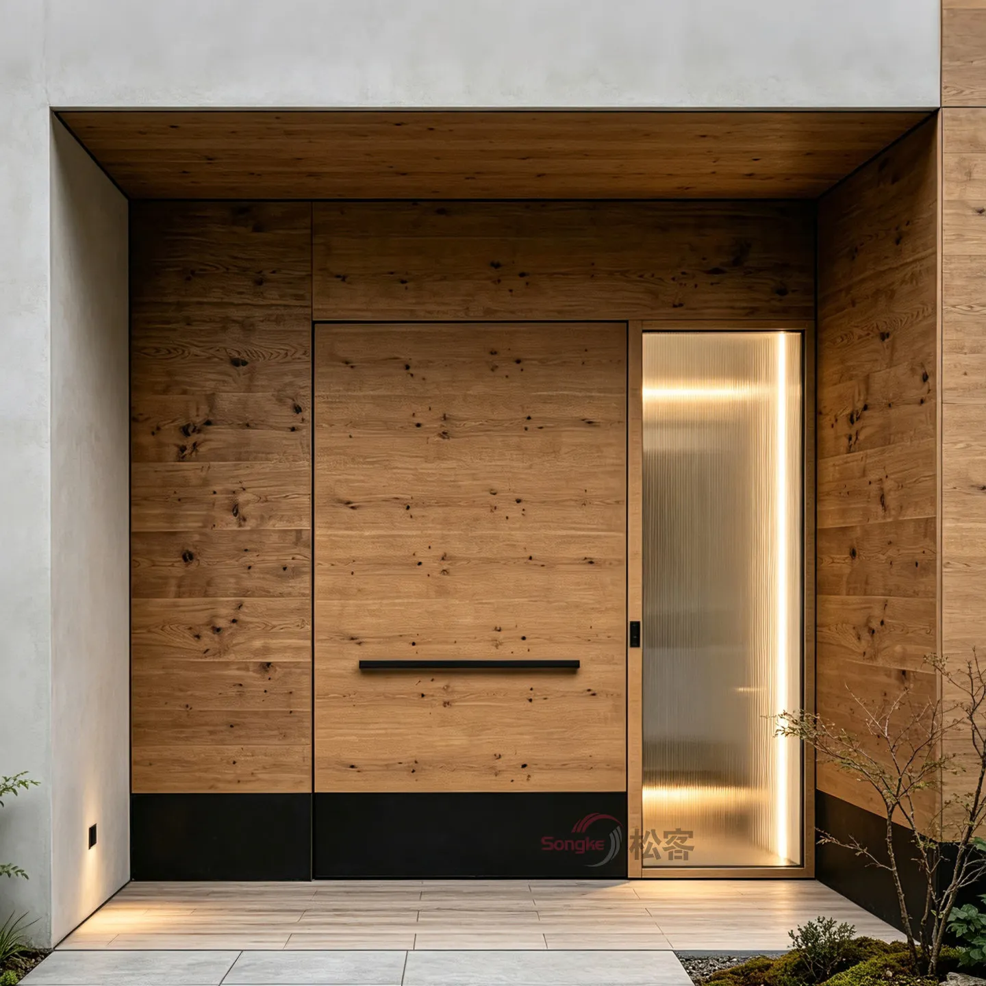 Wood grain cast aluminum villa door  entry glass door one scene rural self-built house door entry customization