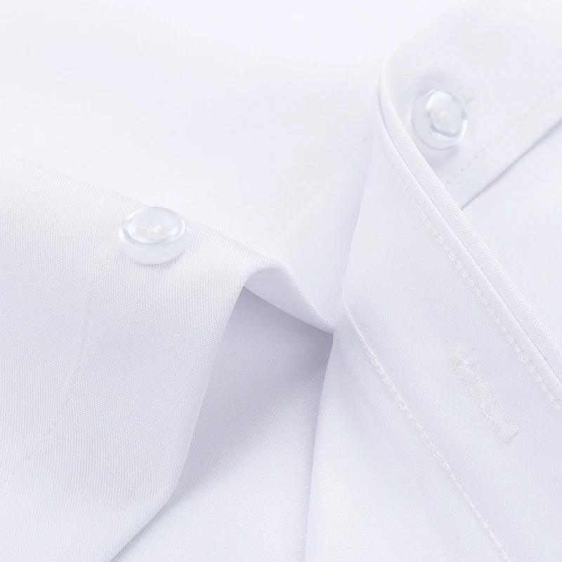 2023 short Sleeve Elastic Male Formal Solid Regular Fit Business Men Dress Shirts without Front Pocket Stretch