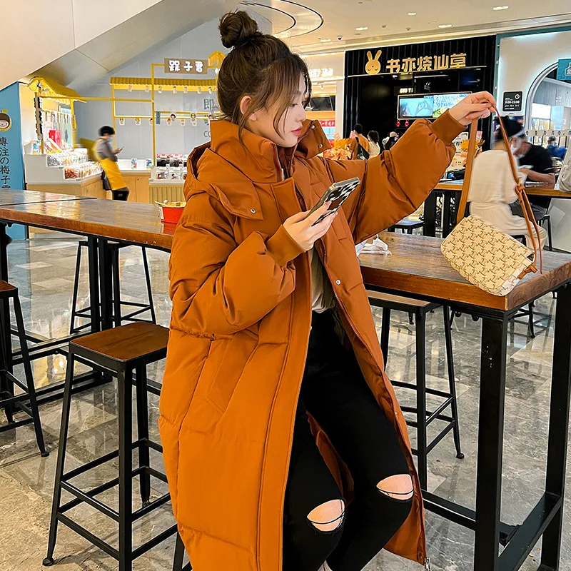 

Long Parkas Loose Women Thick Zipper Coat Hooded Solid Casual High Waist Jackets Pocket Coats Elegant Lady Warm Winter 2025