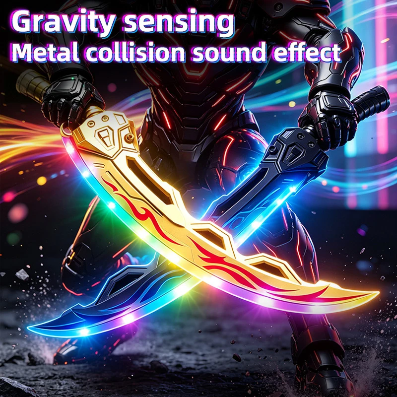 Outdoor Toy Bright Swords Moon Scimitar Colorful Streamer Cosplay Sword Toy Party Family Interactive Toys For Men Adults Gifts