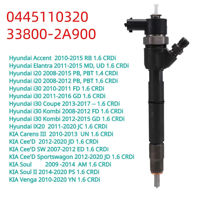 0445110320 33800-2A900 New Diesel Fuel Injector Nozzle For Hyundai Accent I20 I30 KIA Soul Cee'd 1.6 Crdi