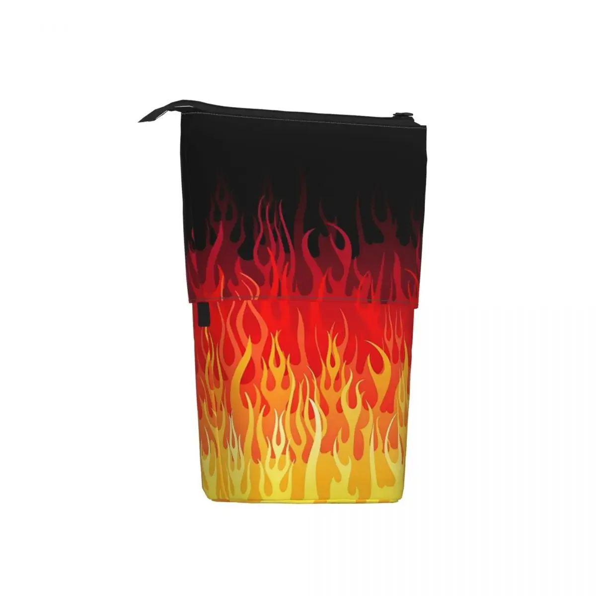 Red Hot Rod Flame On Edge Black Background Reversible Pencil Cases Pen Holder StoragePencil Bag for Boy Girl School