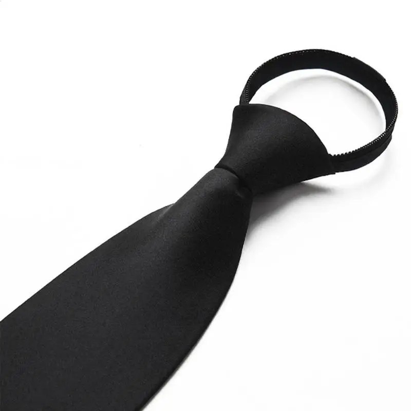 Black Clip On Tie Neck Tie Security Ties For Men Women Doorman Steward Matte Black Necktie Funeral Black Tie Apparel Accessories