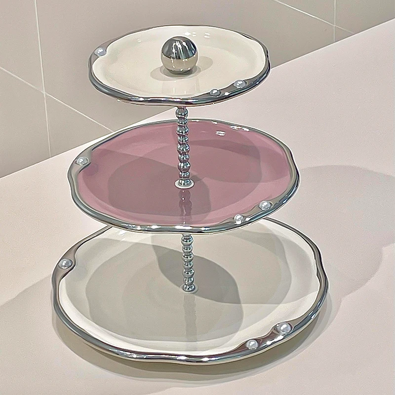 

Multi-layer fruit plate, living room coffee table, household snack plate, high-end exquisite and high-value storage plate cerami