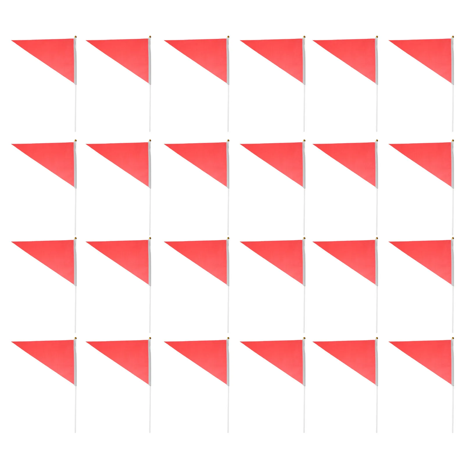 25Pcs Red Triangle Small Handheld Flags on Sticks Cheer Flags for Sports Parades DIY Graffiti Projects Flag on A Stick