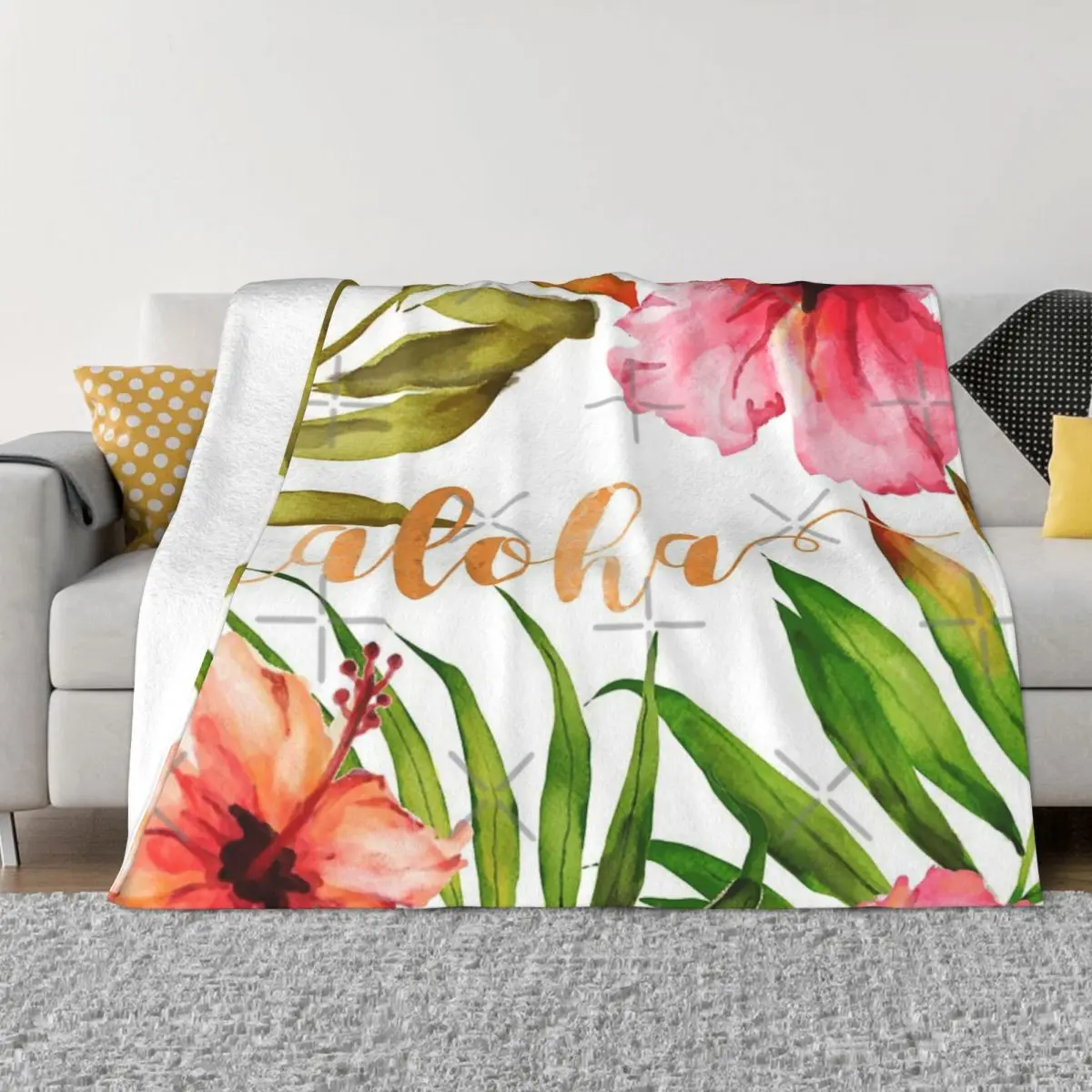 

Aloha Tropical Hawaiian Floral Watercolor Quilt Bed Blankets Blankets & Throws Winter Warm Blanket Throw Blanket