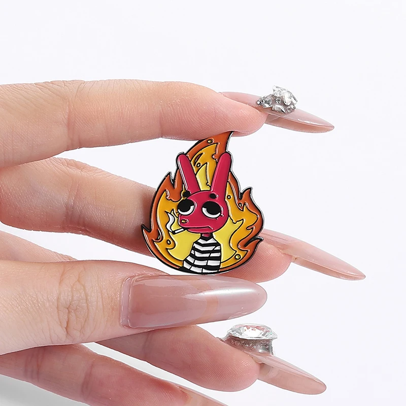 Humor Comedy Anime Movies Character Enamel Pins Cartoon Red Eared Rabbit Brooch Backpack Lapel Badge Jewelry Gifts for Friend image 3