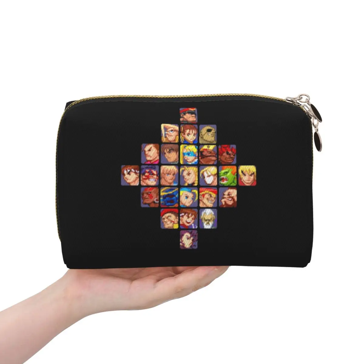 

Defeated Portraits Super Street Fighter Women Cosmetic Bag Travel Makeup Organizer Pouch Toiletry Storage Dopp Kit Case