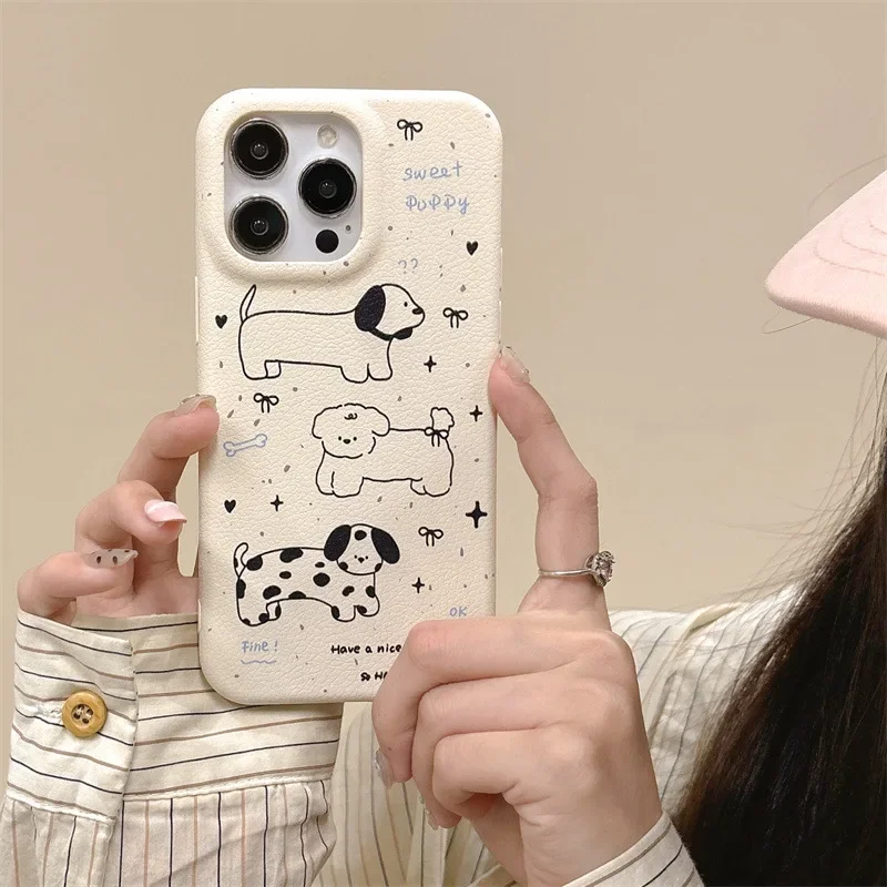 강아지 그래피티 휴대폰 케이스 커버, 아이폰 11, 12, 13, 14, 15, 16 프로 맥스용 충격 방지 케이스