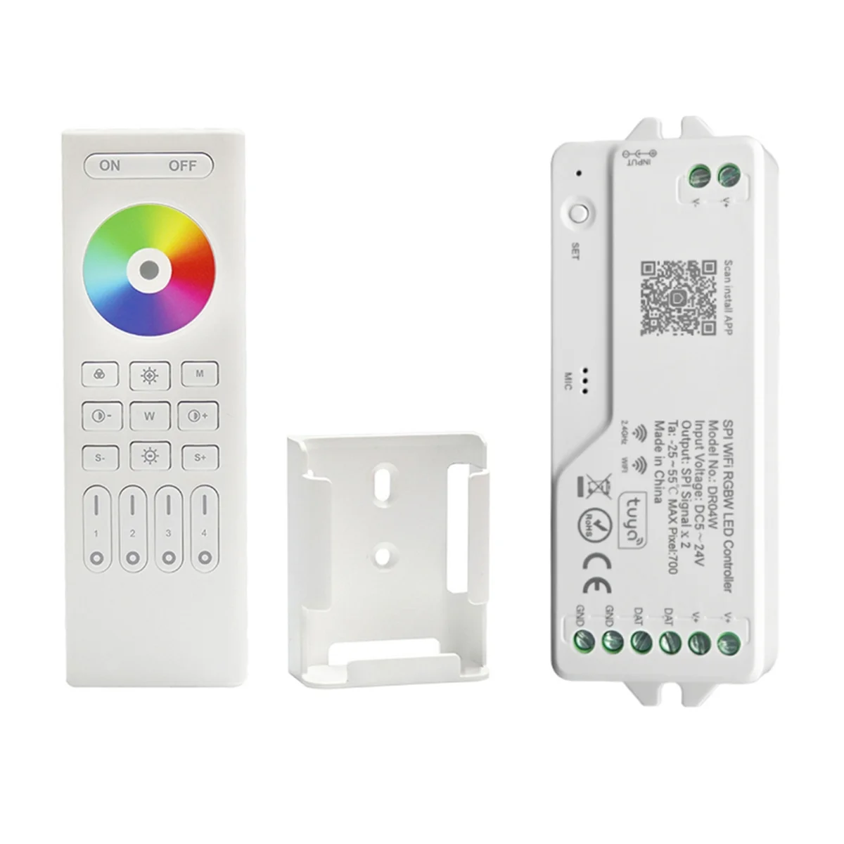 وحدة تحكم EULM DR04W TUYA SPI WIFI RGBW LED تعمل مع Google Home Alexa لشريط WS2811 WS2812B WS2815 RGB LED